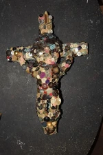 Mixed Media Art Cross on Wood