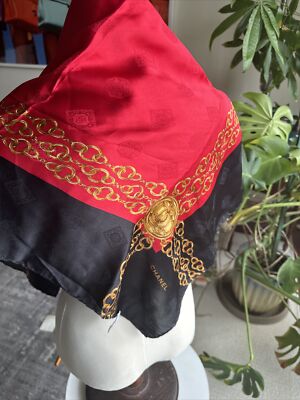 【希少】CHANEL silk scarf vintage シルク スカーフ 希少】CHANEL silk scarf vintage シルク スカーフ