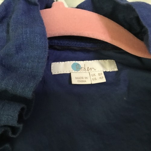 Boden Nancy Leinen Midikleid Rüschen Wickel Bindeband Taille blau Gr. 8P ärmellos - Bild 7 von 8