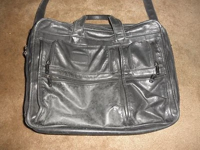Tumi Cuir Noir Mallette Organisateur Extensible Ordinateur Sac - Photo 1/4