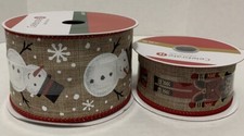Celebrate it Burlap w/Snowman  Burlap w/ Nutcrackers Wire Ribbon 25 Foot Each