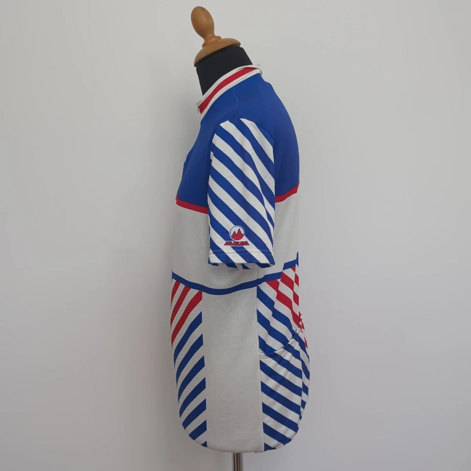 Vintage Marilena Cycling Jersey Sz.5 White Blue Multicolor Men 80s Italy Maglia - Image 3 of 4