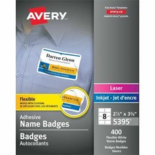 Avery Flexible Name Badgesfor Laser and Inkjet Printers, 3-3 05395