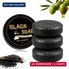 3Pcs Gray Hair Reverse Bar Soap, Black Shampoo Bar for Hair and Beard Darkening,