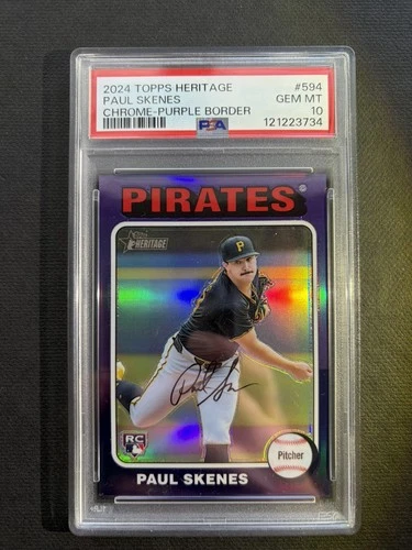 2024 Topps Heritage Paul Skenes Chrome-Purple Refractor RC PSA 10 Gem Mint
