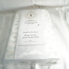 Burt's Bees Baby Fitted Crib Sheet Organic Cotton Jersey Beesnug 360 White New