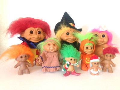 Vintage 80s 90s Troll Dolls Russ Dam Uneeda  Mixed Toys Lot Of 9 Figures