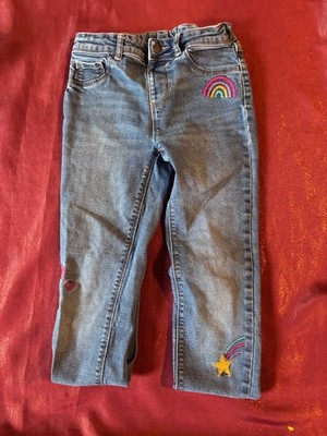 Jumping Beans Jeans Girls 10 Embroidered Rainbow Star Heart Denim Pull On Cute