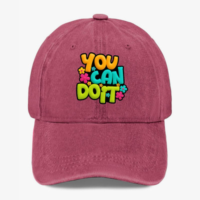 Colorful You Can Do It Hat Positive Message Cap Inspirational Flower Washed Hat