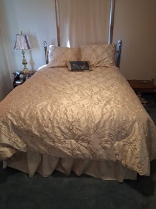 Vintage JC Penney 4pc Comforter Set Floral Bed Skirt Quilt 92x96 Queen Size 