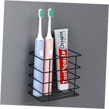 Shower Toothbrush Holder Wall Mounted, Adhesive Toothpaste 2 Slots Black