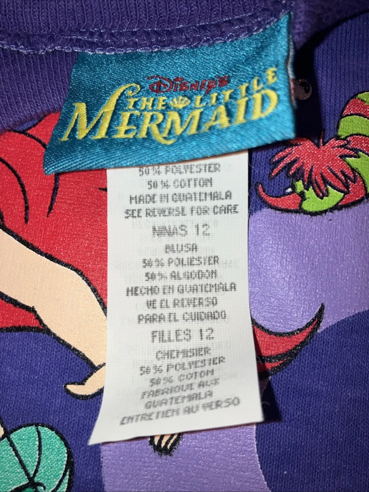De colección Años 90 Disney Sirenita Ariel Simulado Cuello Volantes Parte Inferior Niñas Talla 12 Nuevo sin Etiquetas Foto 3 de 4