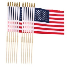 12x18 Inch American Flags for Outside on Stick, Vivid Color US Flags 12 Pack