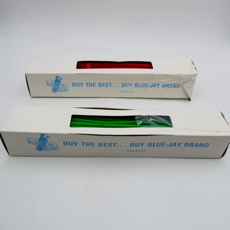 VTG Blue Jay Brand Chenille Stems Pipe Cleaners 2 Open Boxes Red Green Christmas - Image 3 of 4