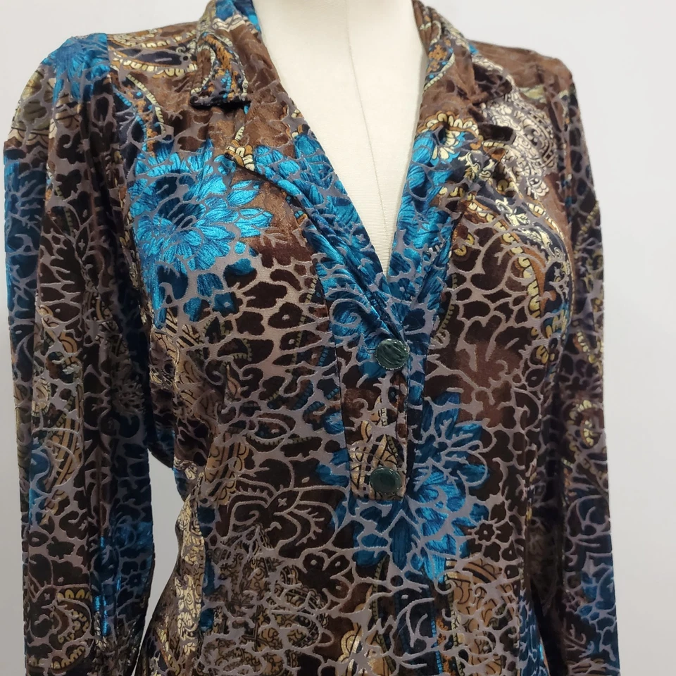 Maxi Vestido Terciopelo Burnout Talla L Y2K Cachicho Corbata Celestial Manga Larga Marrón Foto 2 de 4