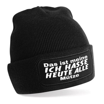 Beanie Mütze mit Spruch DAS IST MEINE ICH HASSE HEUTE ALLE MÜTZE   Strickmütze