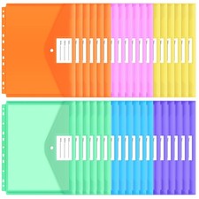 Binder Pockets 30 PCS 3 Ring Folders 11 Holes Letter Size Snap Button Pouch