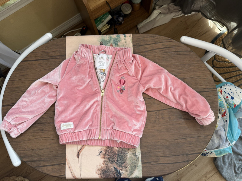 Disney Animators Collection Girls Pink Velour Full Zip Jacket w/ Pockets Sz 3