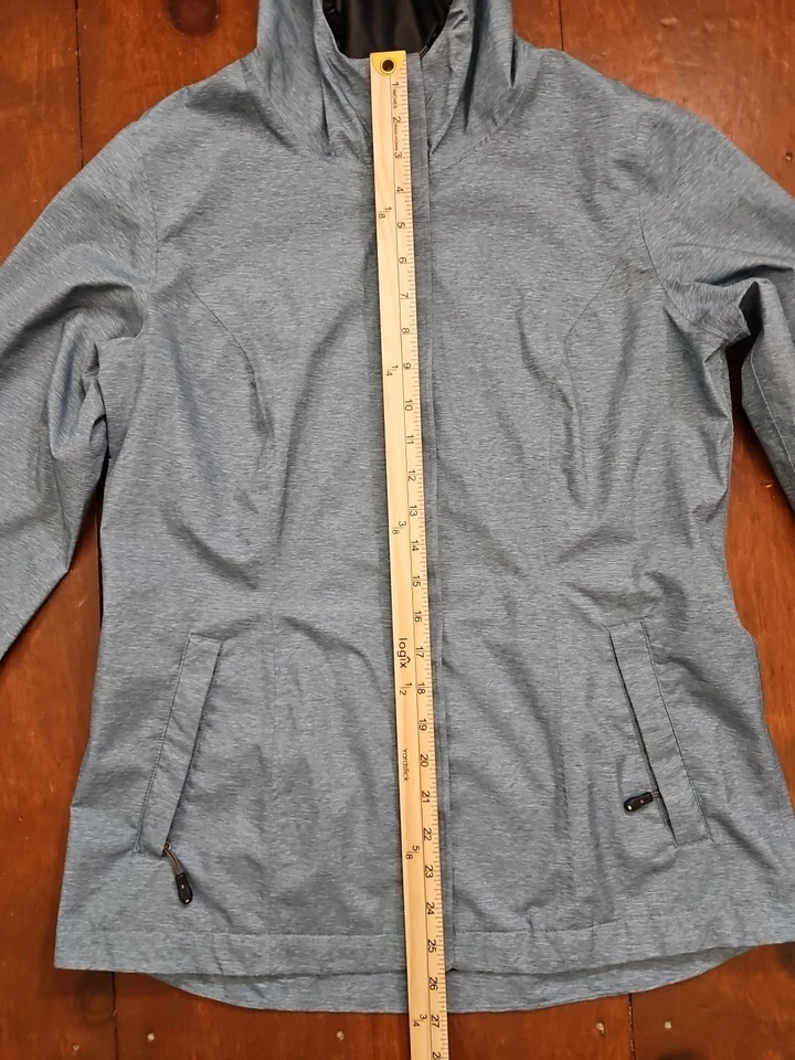 Chaqueta impermeable pequeña 32 Degrees Cool para mujer con capucha verde azulado Gorpcore senderismo A4 Foto 4 de 4