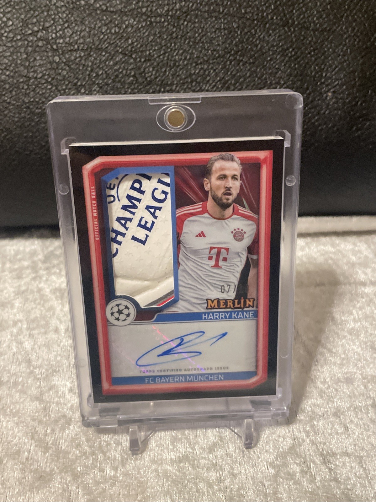 2023-24 TOPPS MERLIN UEFA HARRY KANE GAME-USED MATCH BALL LOGO AUTO BLACK #d/10