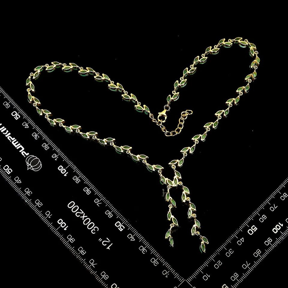 Collar de plata de ley 925 esmeralda ovalada 5x3 mm joyas de piedras preciosas naturales 18 pulgadas Foto 3 de 4