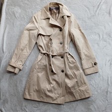 UK 12 Beige Trench Coat Longline Belted Mac Jacket Nova Check Lining 2026 Style