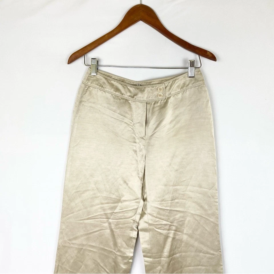 Pantalones de Colección Jean Paul Gaultier Satén Pierna Ancha Tiro Medio Crema Botón Foto 2 de 4