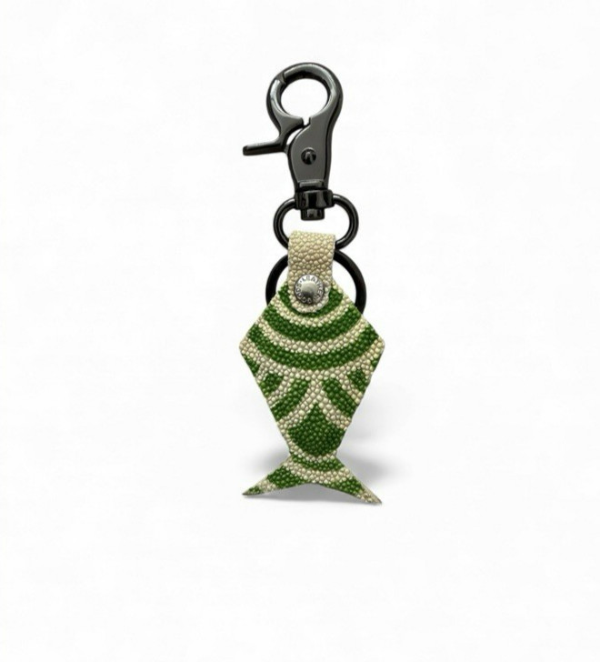 Fish-shaped Leather Bag Charm Keychain