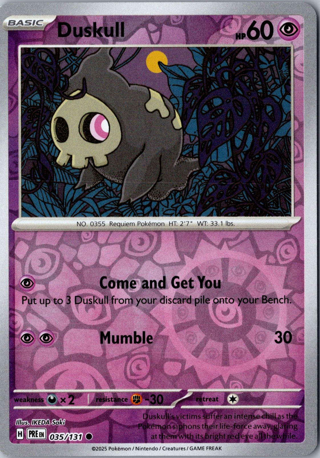 Duskull Reverse Holo Common SV: Prismatic Evolutions 035/131 NM