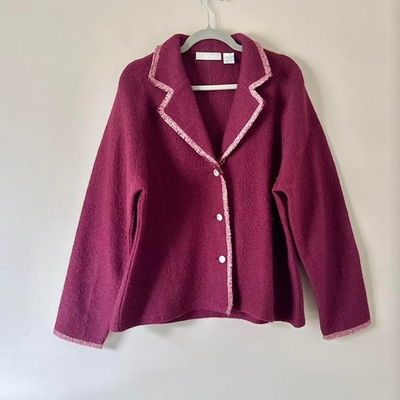 #ad #ad Dark Pink 100% Wool Chore Coat $50.00
