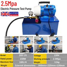 2.5MPA Portable Hydraulic Electric Pressure Test Pump Water Pipeline Tester UK