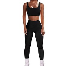 Yoga Set Workout Sportswear Gym2 Pieces Women's Seamless Black