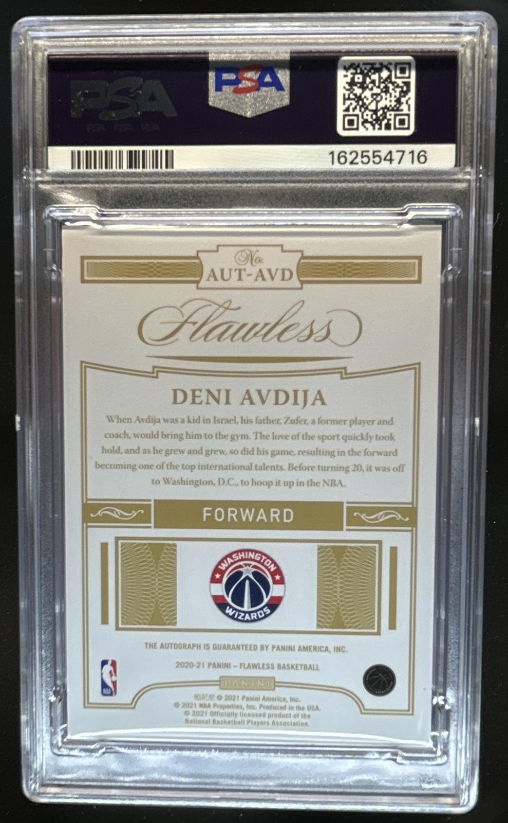 2020-21 Panini Flawless Deni Avdija Auto Autograph Rookie RC #/25 Wizards PSA 7 view 2