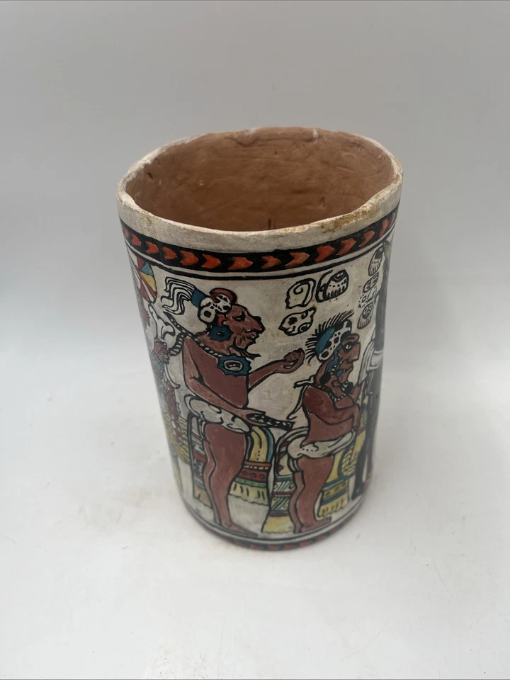 Jarrón antiguo maya raro de arcilla roja MAYA pintado a mano Foto 4 de 4