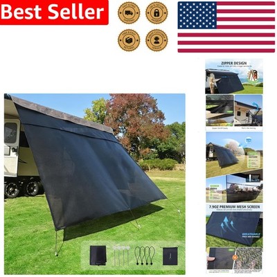 RV Awning Shade Screen 16ft Zipper Black Universal Enhanced Privacy Sun Blocker