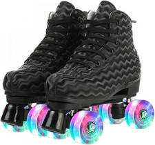Women's  Men's Zebra Printed High-Top Roller-Skates Four-Wheel Shiny