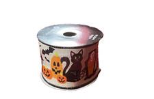 Celebrate It Ribbon Halloween Haunted House Bats Black Cats Wired Ribbon