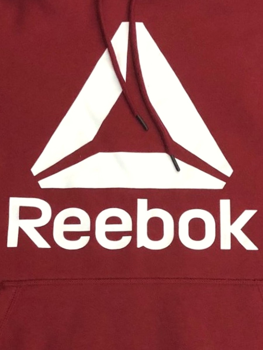 Mens Burgundy Red Reebok Hoodie Sweatshirt Athletic Pull