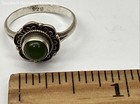 Vintage Sterling Silver 925 Green Cabochon Floral Scalloped Bezel Ring Size 7 — photo 6