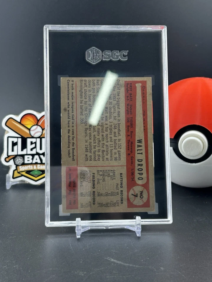 Walt Dropo 1954 Bowman Baseball Tigers #7 SGC Authentic (RS) - Image 2 of 2