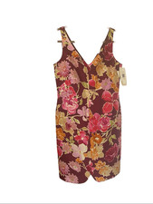 David Meister Floral Sleeveless V Neck Women  s Silk Sheath Dress Sz 10 NWT