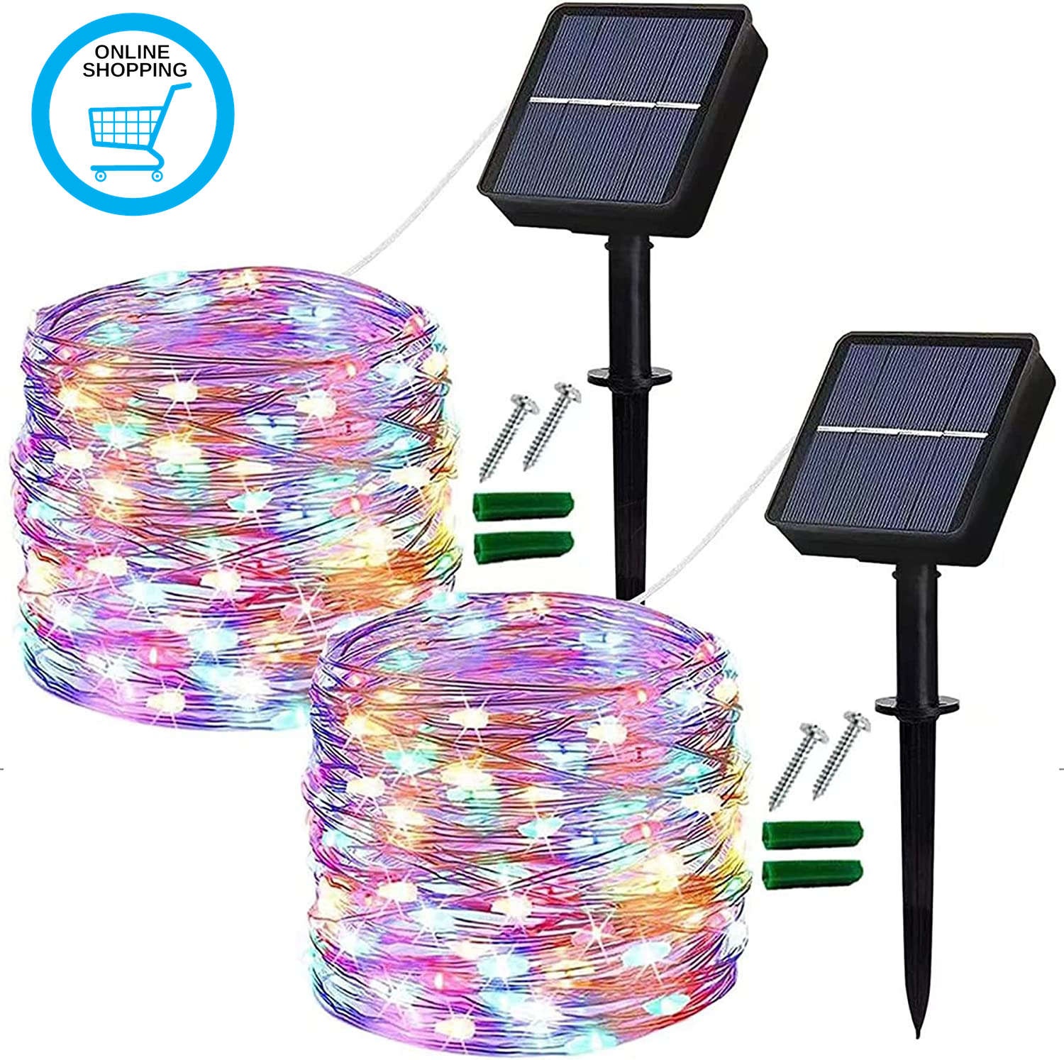 Solar Fairy Lights Outdoor, 2 Pack Each 12M/40Ft 120LED String Lights, 8 Modes W