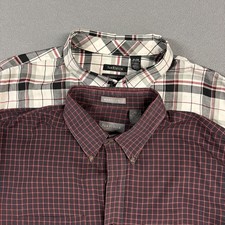 Van Heusen Shirt Lot Bundle Mens XL Multicolor Check Plaid Long Sleeve Button
