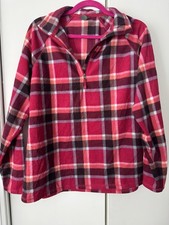 Eddie Bauer Size XL Fleece Raglan Sweatshirt 1/4 Zip Pull-Over Top Plaid