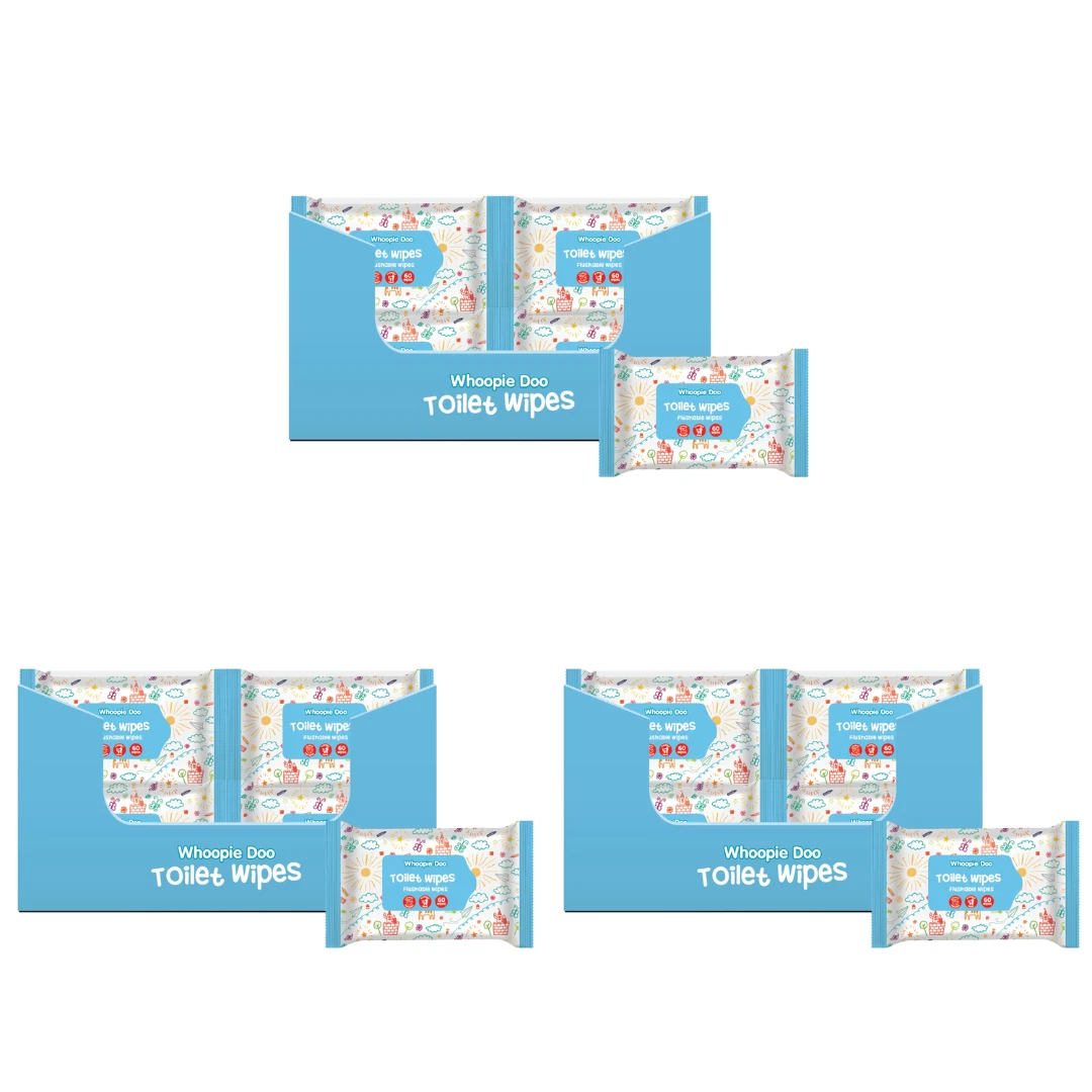 Whoopie Doo Flushable Toilet Wipes 60's x24