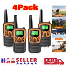 Long Range 100 mile Walkie Talkie Two Way Radio Charge Headset Waterproof 4 PACK