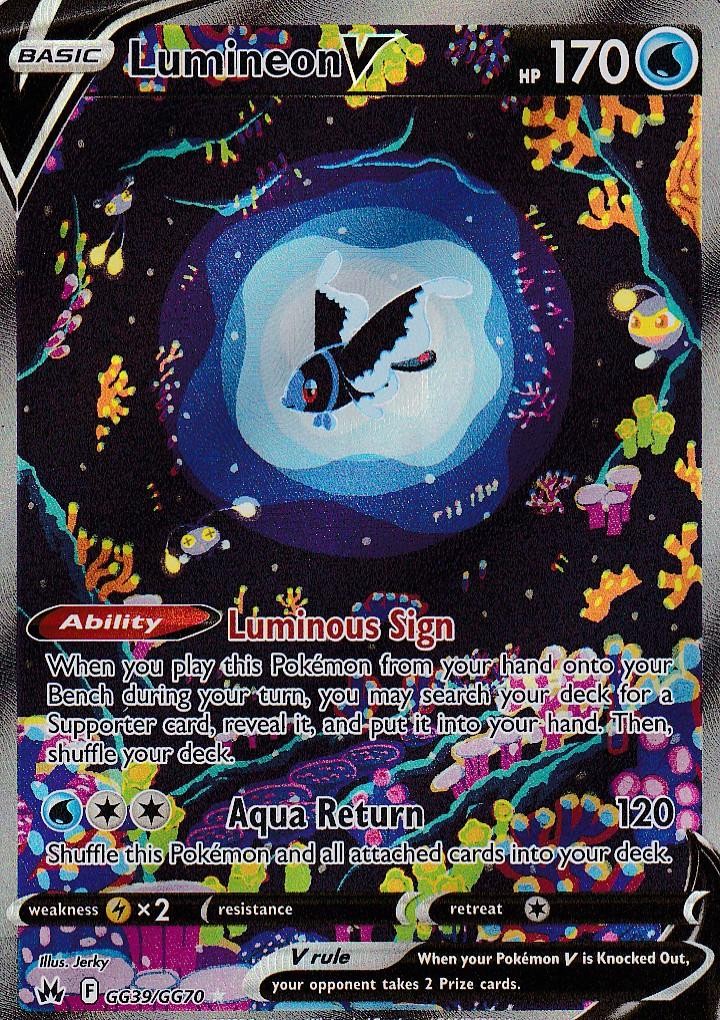 Lumineon V GG39/GG70 Holo V Rare Crown Zenith Galarian Gallery Pokemon Near Mint
