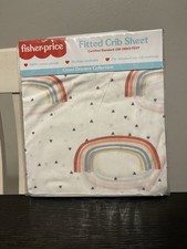 Fisher Price Cotton Fitted Crib Sheet Neutral Cloud Dreams Collection Rainbow