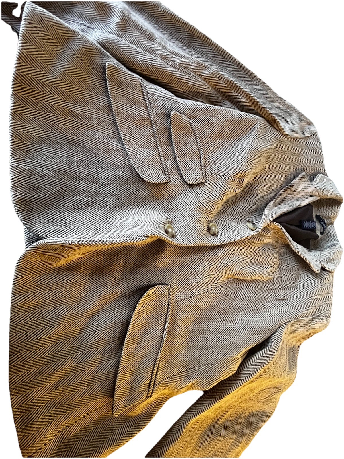 Chaps Herringbone Blazer Jacket Beige Button Line… - image 7