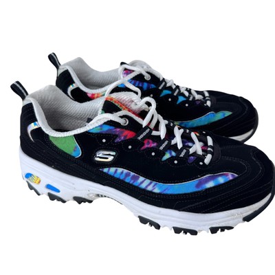 Skechers D'lites Sporty Summer Fiesta Womens US 10 Black White 149015